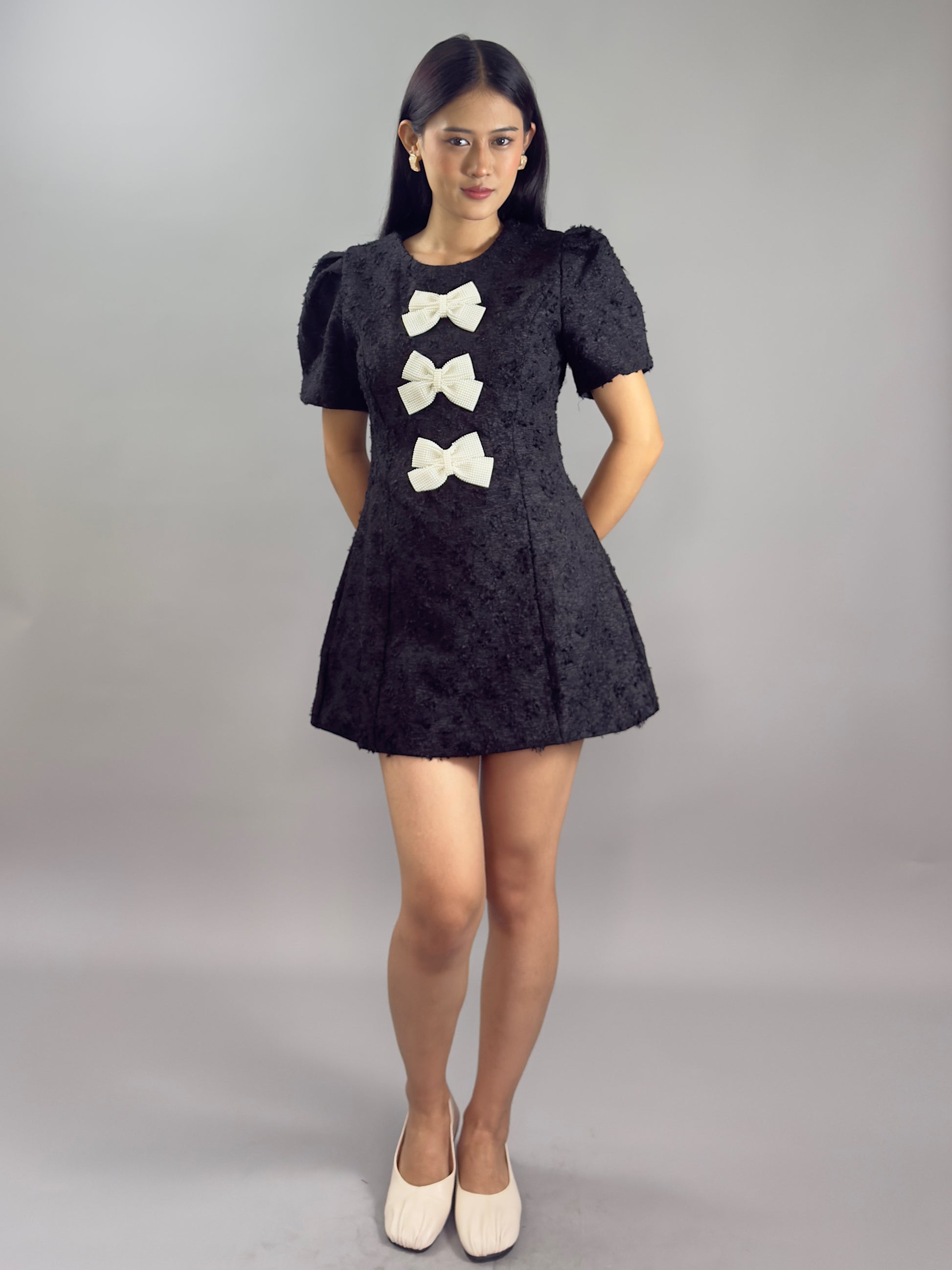 Bow-Tweed Mini Dress