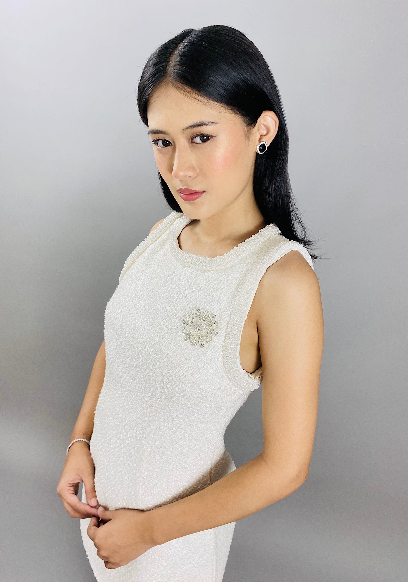 Brooch’d Boucle Mini Dress