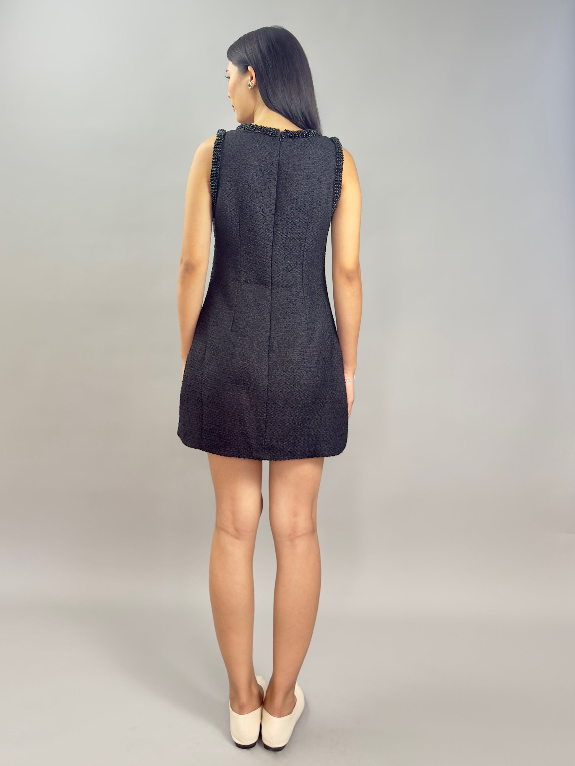 Brooch’d Bouclé Mini Dress